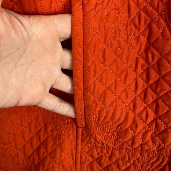 Chicos Quilted Embroidered Orange Jacket size Large - Picture 6 of 16